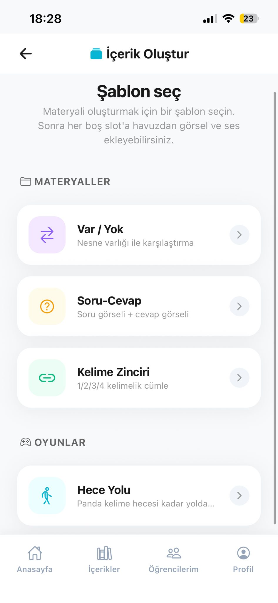 Bambo içerik oluşturma ekranı